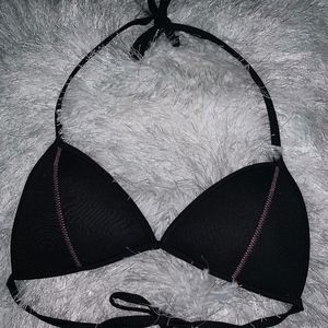 Black Bikini Top with Pink Stitching